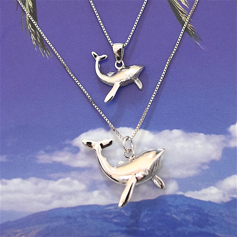 Charming Mom Daughter Mom Son Humpback Whale Necklace Big Little Sister N7027 Mom Valentine Gift Sterling Silver Hawaiian Whale Pendant