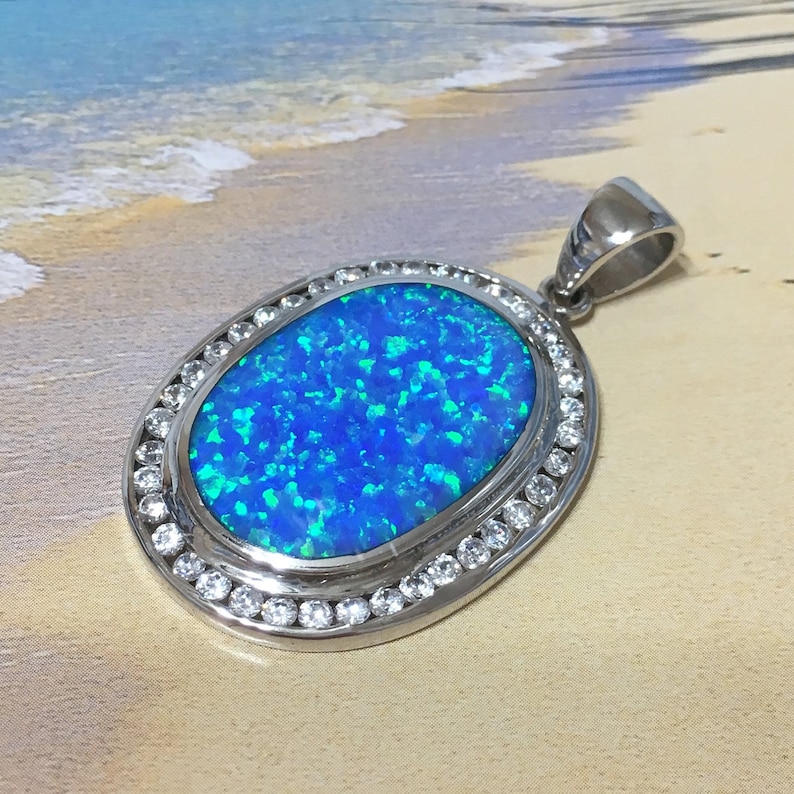 Gorgeous Extra-Large Blue Opal Necklace Sterling Silver Blue | Etsy