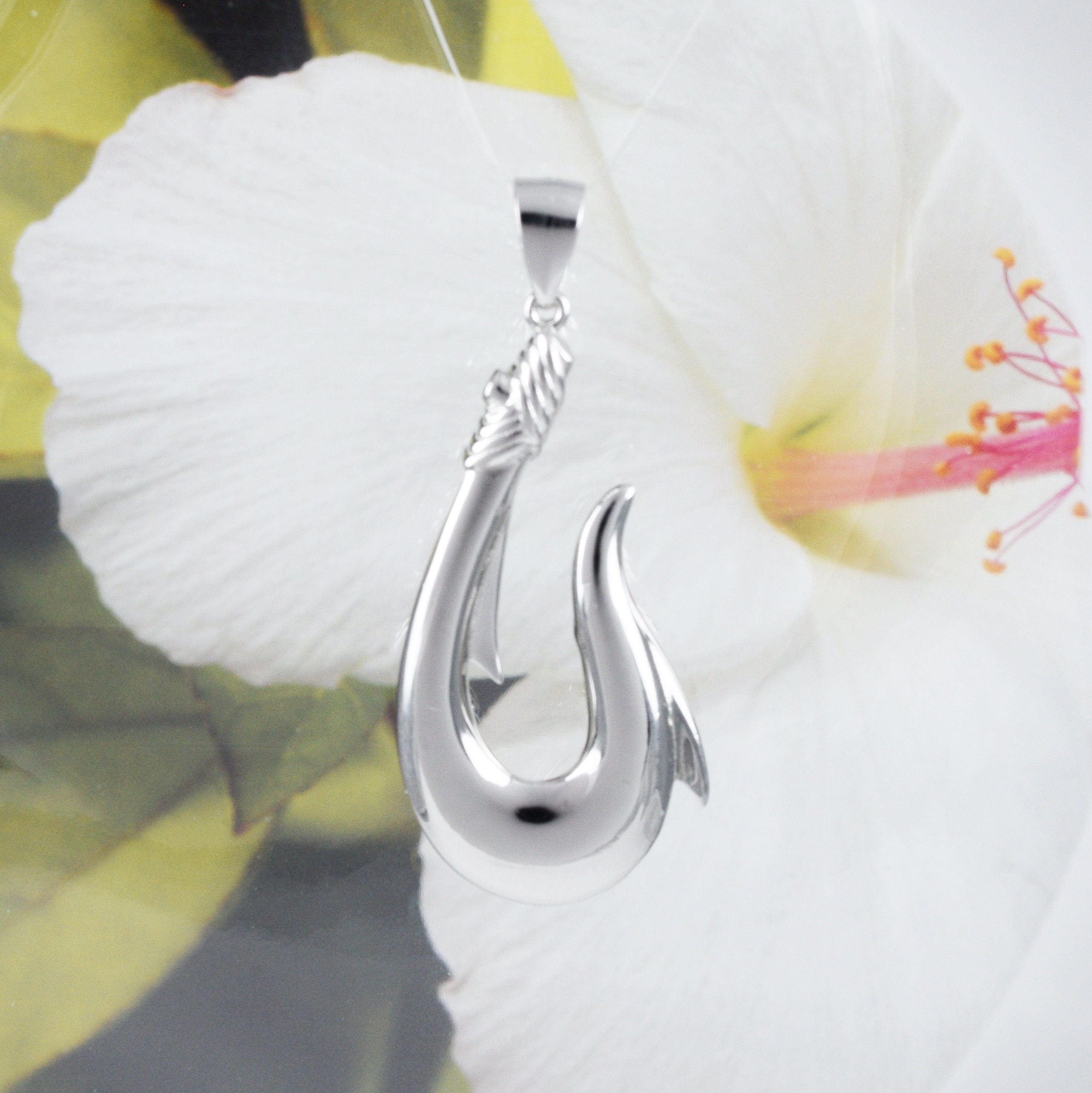 Gorgeous Hawaiian X-large 3D Fish Hook Necklace, Sterling Silver Fish Hook  Pendant N8562 Statement PC, Birthday Mother Father's Day Gift -  Canada
