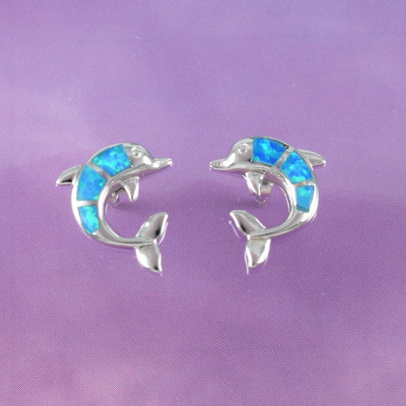 Buy Beautiful Hawaiian Blue Opal Dolphin Earring Sterling Silver