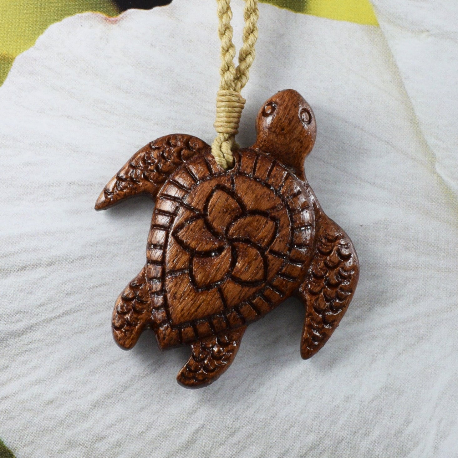 Koa wood deals turtle necklace