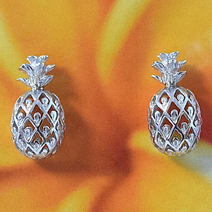 Beautiful Hawaiian Pineapple Earring Sterling Silver Pineapple