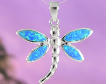 Lab Created Blue Opal Dragonfly .925 Sterling Silver Pendant Lab Created Blue Opal Dragonfly .925 Sterling Silver Pendant