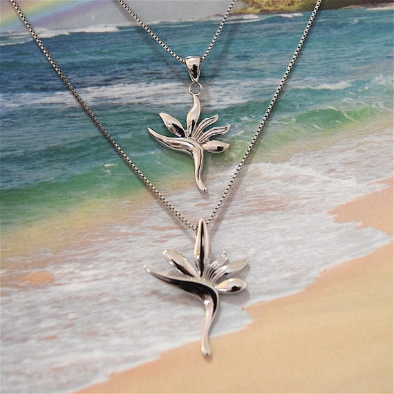 925 Sterling Silver Bird of Paradise Necklace Pendant with Cubic Zirco –  Aloha Jewelry Co.