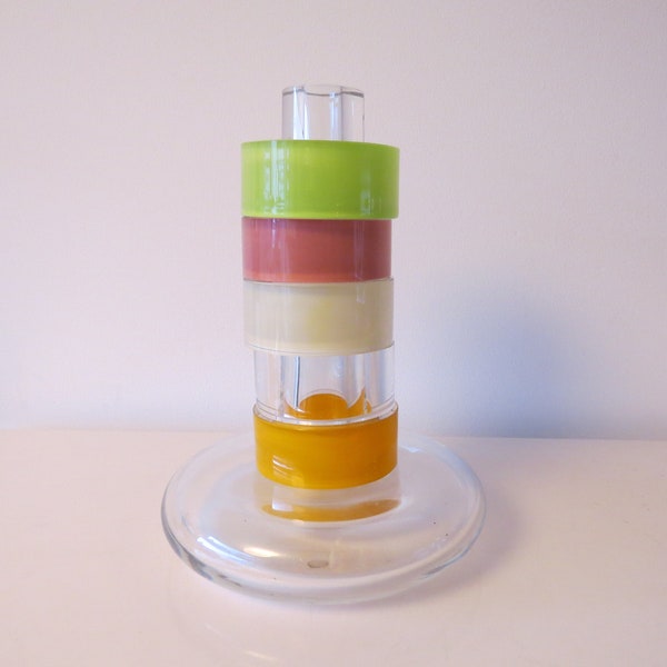 Royal Leerdam Ring Vase with colored rings. Chris Koens. Serica. Dutch Design. Crystal Glass