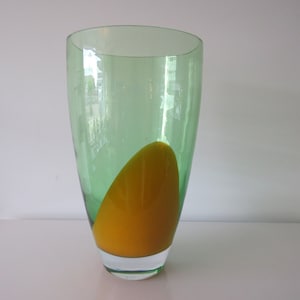 Vase Crystal glass. Leerdam. Siem van der Marel. Design. 90s. Handmade.