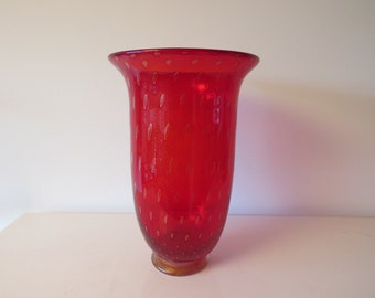 Red glass vase Giampaolo Nason. Murano Italy. 1970s . Mid-Century. Vintage. Glass art.