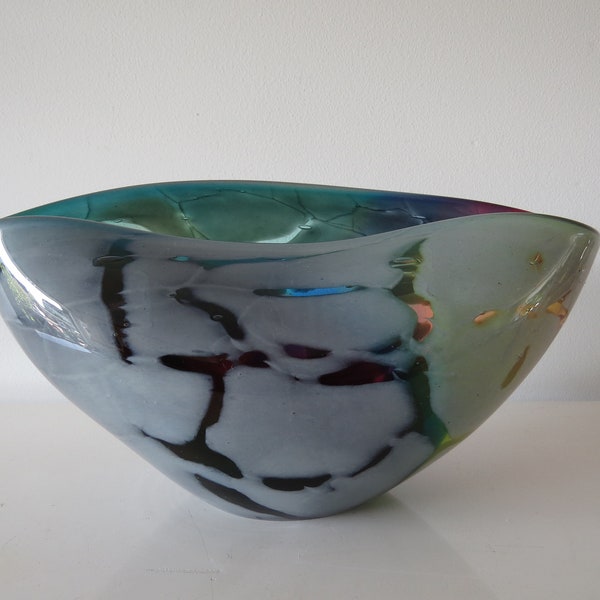 Leerdam Glass art bowl. Gert Bullee. Dutch Design. Multicolour. 2000. Contemporary