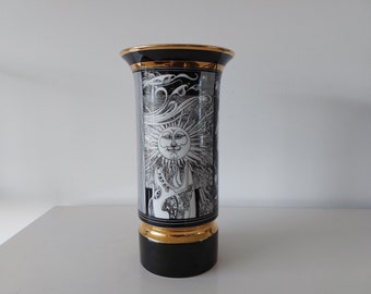 Vase moderniste en porcelaine, Holohaza Hongrie, vintage, Design. Années 1980. Op Art. Endre Szasz.