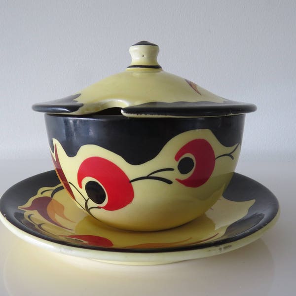 Art Deco, vintage, sugar bowl with dish, Ditmar Urbach, 30 's.