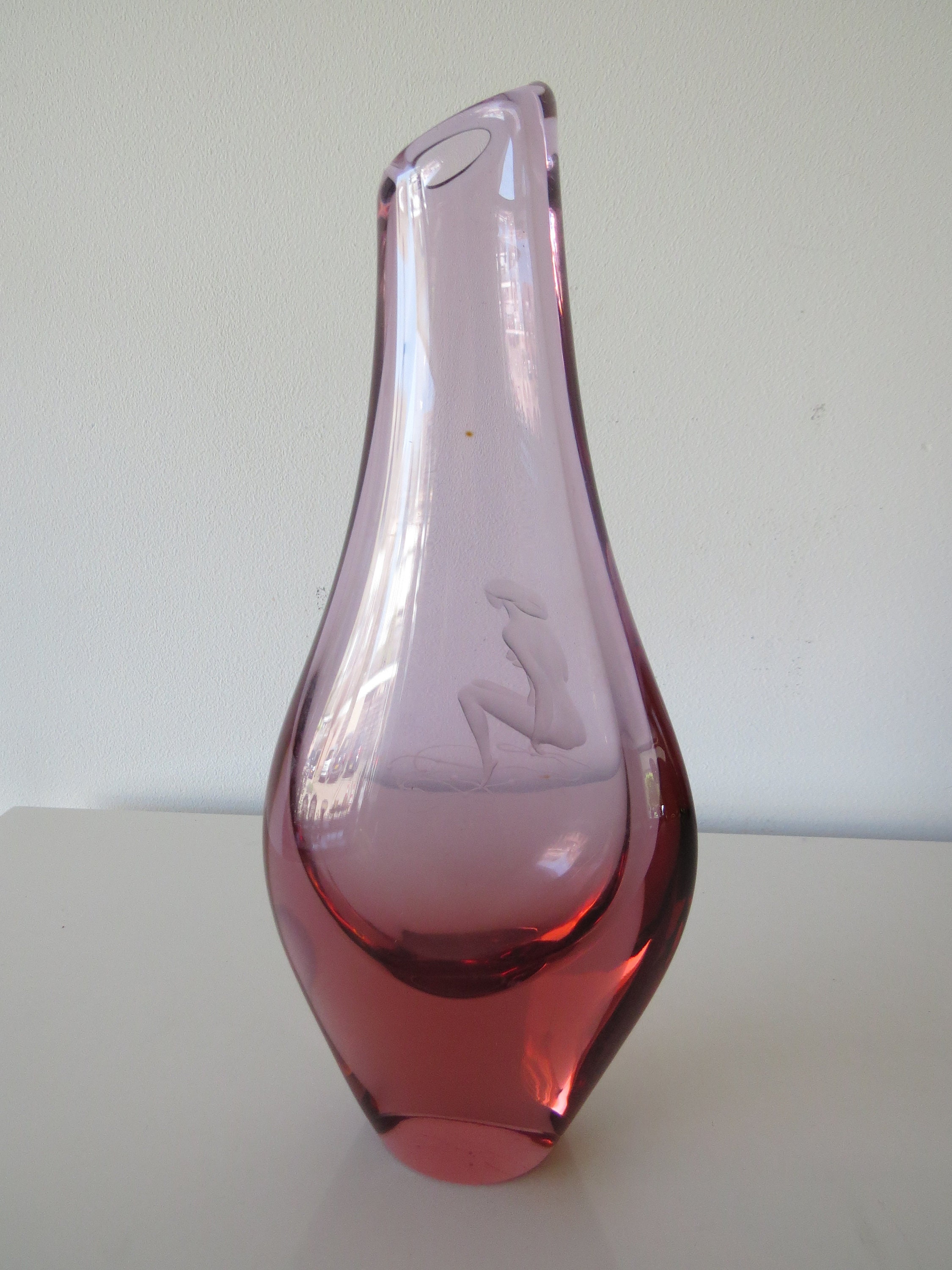 Antique Glass Vase セット Vintage Handmade Floral Blue Red Glass Pontil Mark Vase Rare