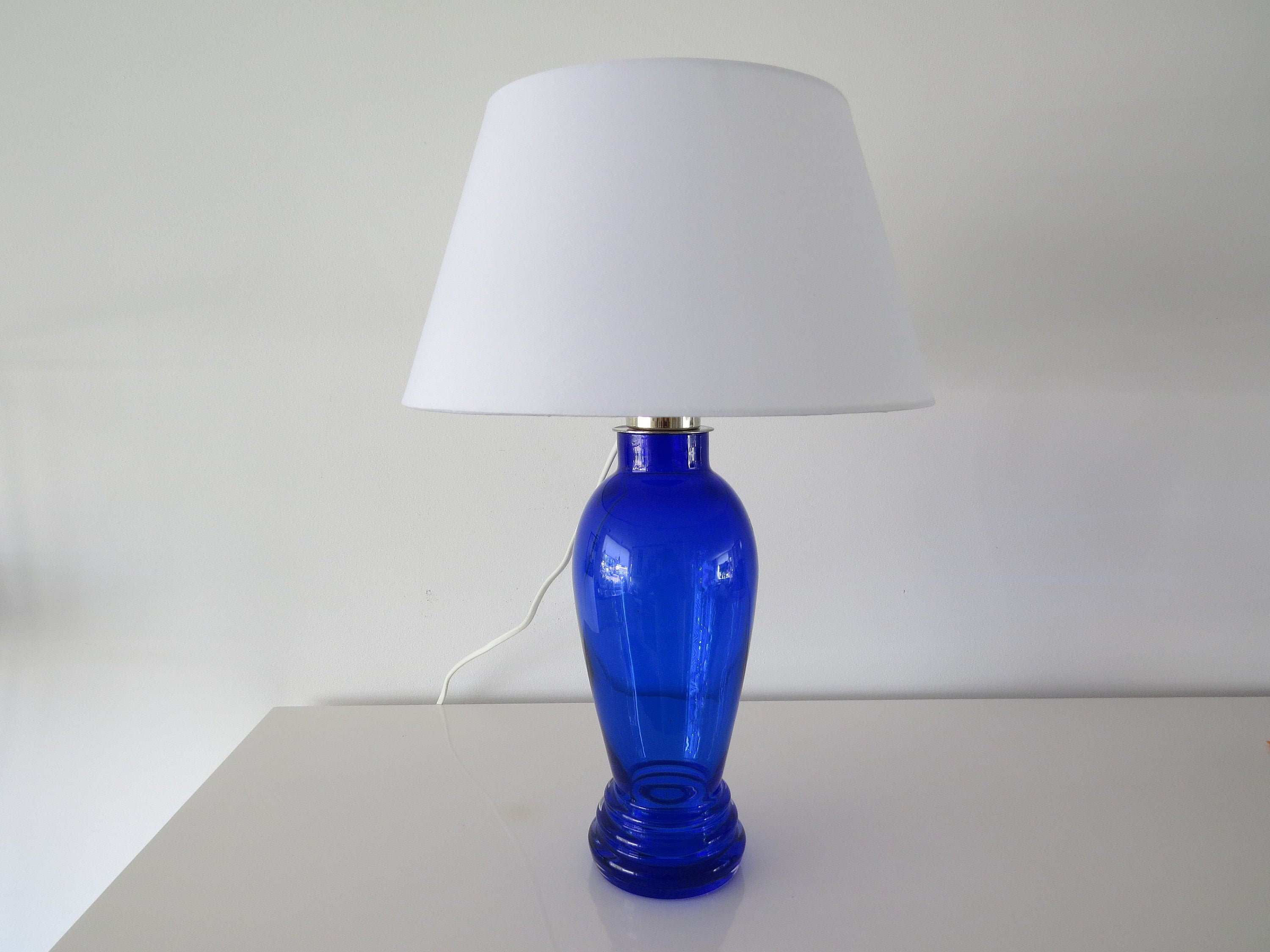 Light blue glass lamp deals