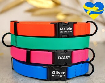 Waterproof Dog Collar, Dirt Resistant Dog Collar, Personalized Dog Collar, Engraved Dog Collar, Black Buckle Laser Engrave Customized