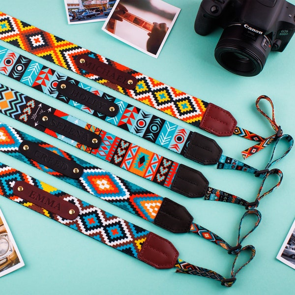 Personalized Camera Strap Tribal Pattern, Custom Camera Straps For Canon, Nikon, Sony, Camera Accessories, SLR / DSLR Strap Gift for Her