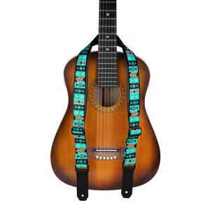 Sangle de guitare motif aztèque, sangle de guitare personnalisée, sangle de guitare réglable avec base en cuir souple, cadeau de joueur de guitare, cadeaux de musicien Ethnic