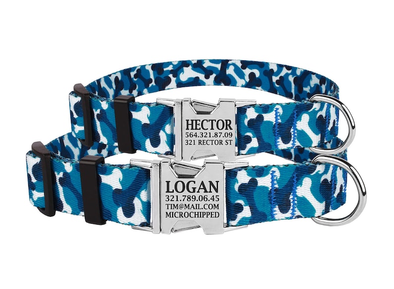 Pesonalized Bone Camo Dog Collar Engraved Custom Buckle Dog Etsy
