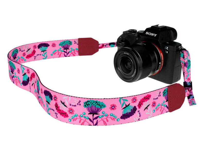 Floral Camera Strap With Personalized Embossed ID Tag Camera | Etsy