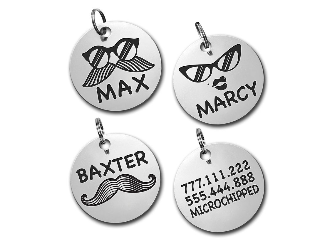 Circle Dog Tag Pet Tag Dog Id Tag Personalized Dog Tag Etsy