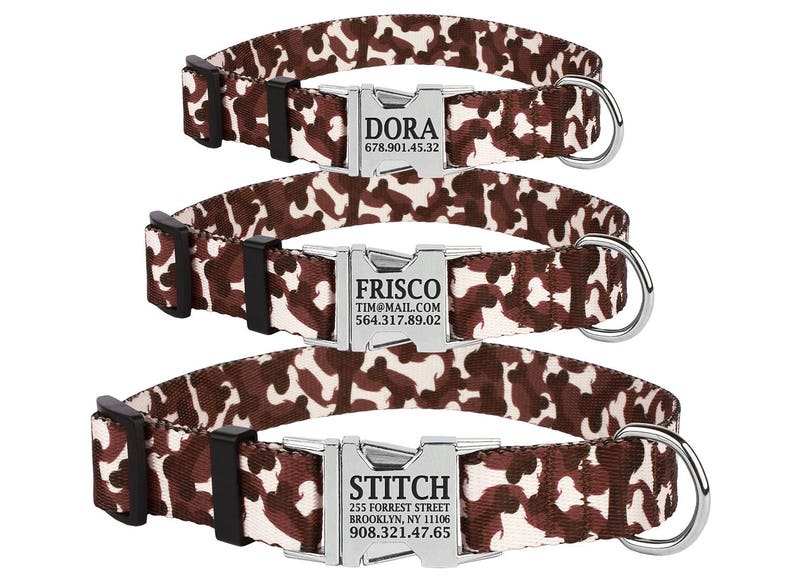 Pesonalized Bone Camo Dog Collar Engraved Custom Buckle Dog Etsy