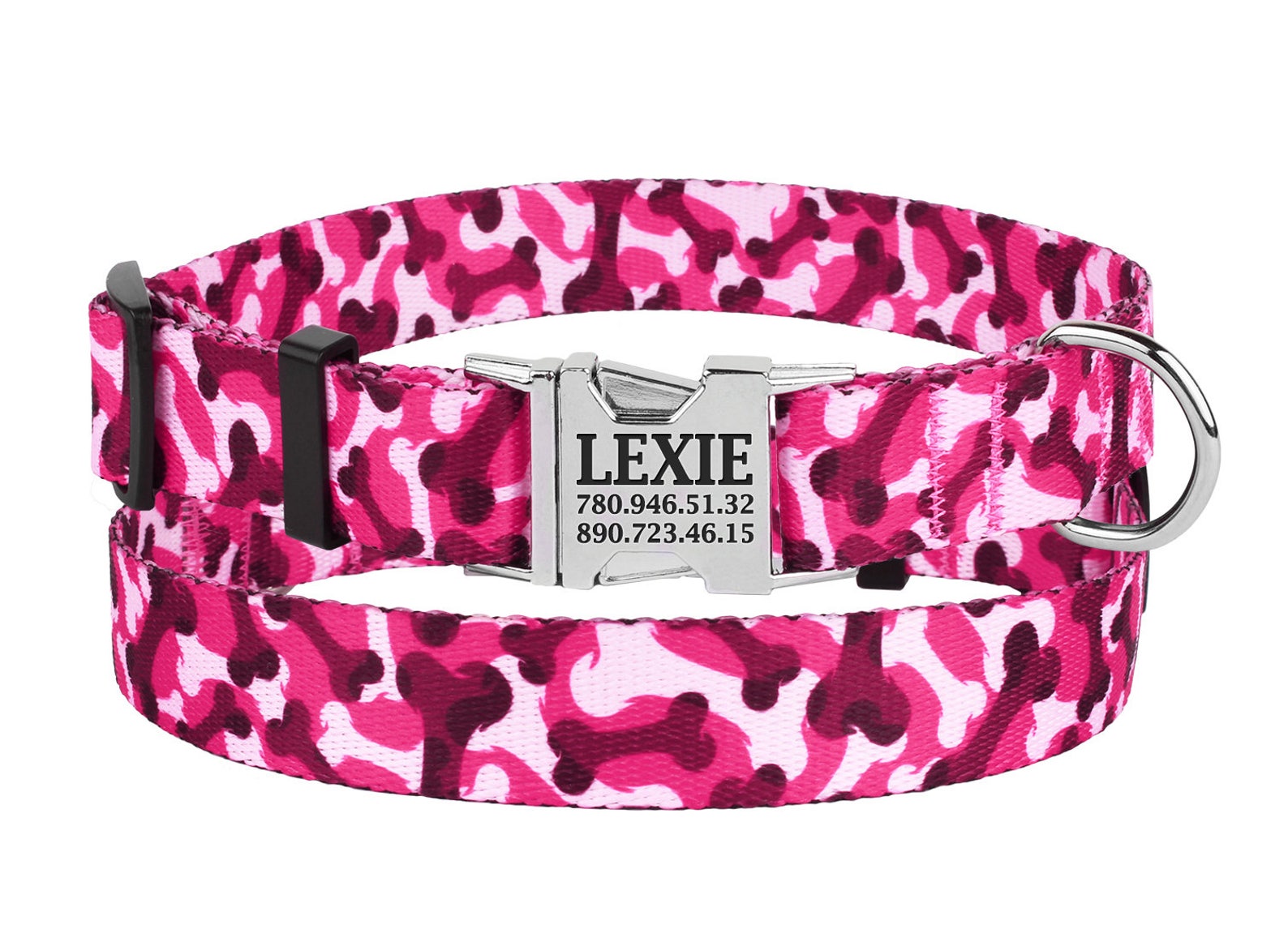 Pesonalized Bone Camo Dog Collar Engraved Custom Buckle Dog Etsy