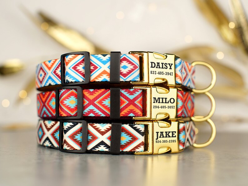 Personalized Dog Collar Aztec Dog Collar Tribal Dog Collar Etsy