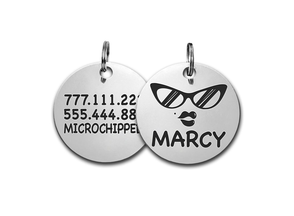 Circle Dog Tag Pet Tag Dog Id Tag Personalized Dog Tag Etsy