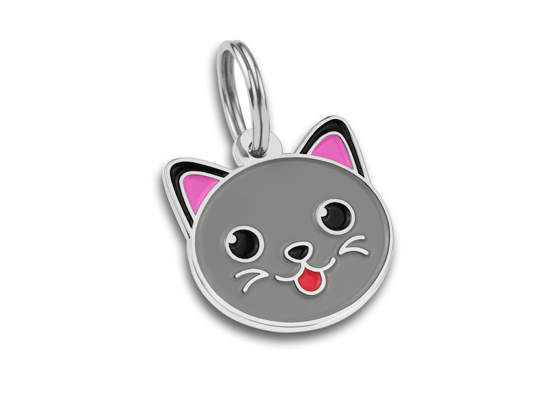 Cat Face Shaped Cat Tag Custom Cat ID Tags Personalized Pet Etsy