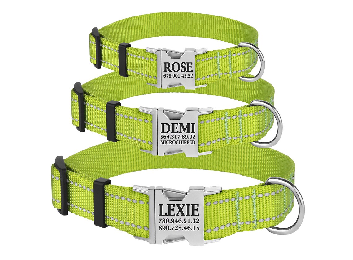 Reflective Dog Collar Glow Dog Collar Personalized Laser Etsy