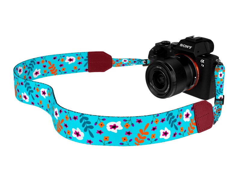 Floral Camera Strap With Personalized Embossed ID Tag Camera - Etsy Canada