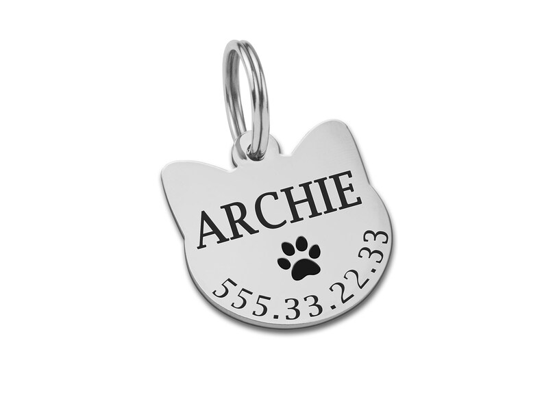 Cat Face Shaped Cat Tag Custom Cat ID Tags Personalized Pet Etsy