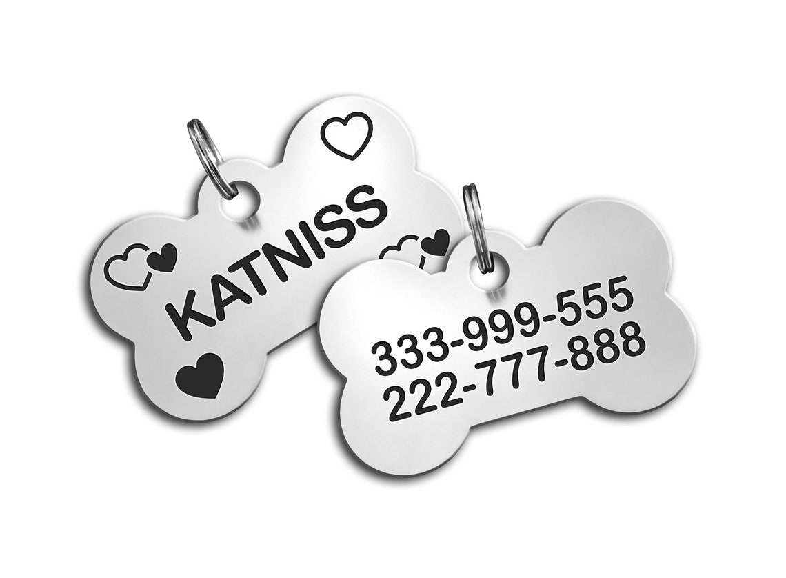 Bone Shaped Dog Tag Customized Dog Tag Personalized Pet Tag Etsy