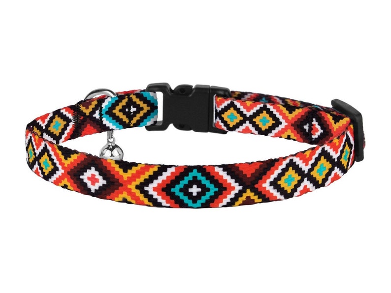 Designer Cat Collar Breakaway Cute Tribal Cat Bell Collar Etsy