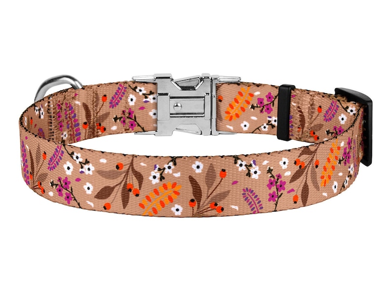 Floral Female Dog Collar Personalized Girl Puppy Collar Etsy
