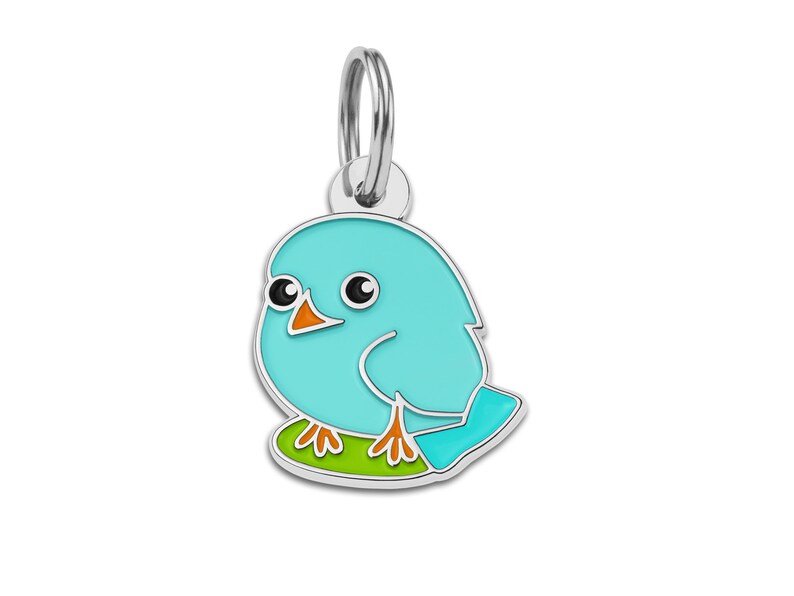 Cat ID Tag With Bird Shaped Personalized Pet Tag Small Birdy Etsy