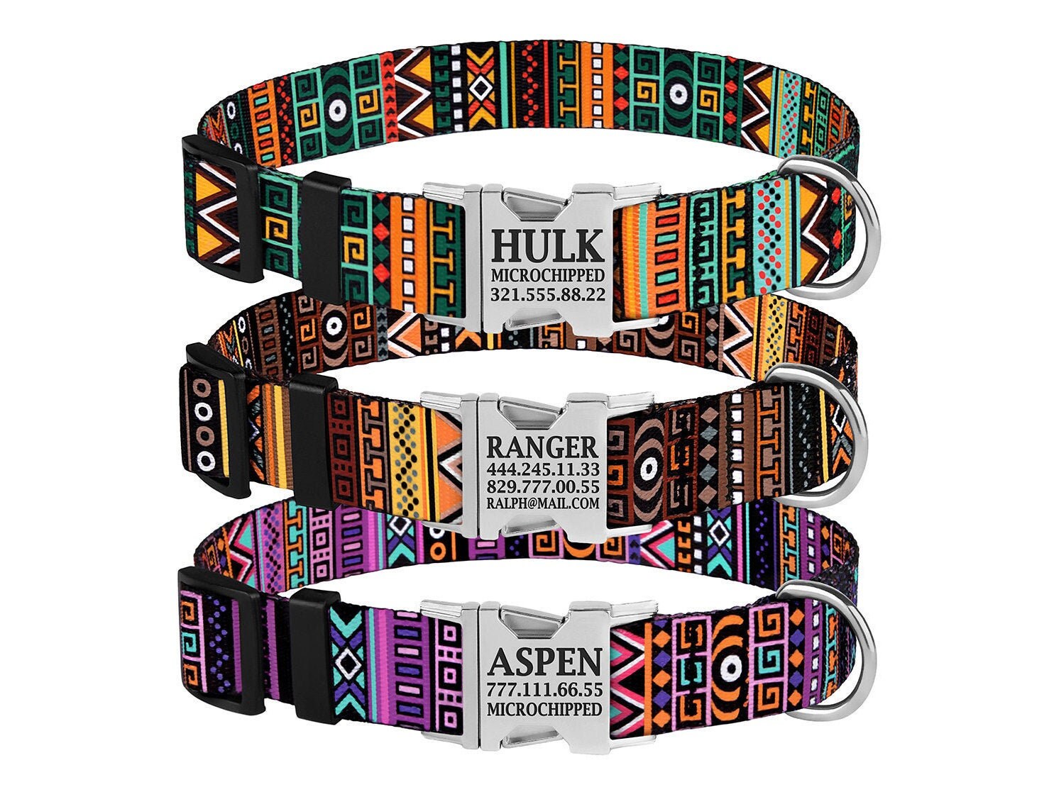 Tribal Dog Collar Personalized Fall Dog Collar Engraved Etsy