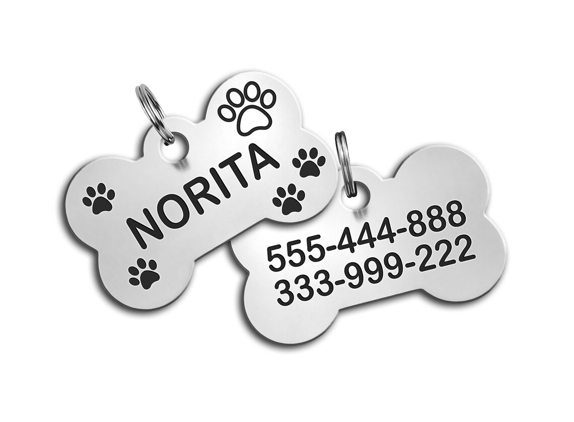 Bone Shaped Dog Tag Customized Dog Tag Personalized Pet Tag Etsy