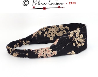 2 WIDTHS Simple classic headband, women's hair band, japanese cotton fabric, women girl, black pastel pink beige cherry blossom floral