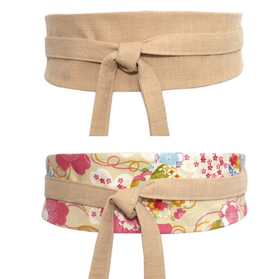 REVERSIBLE Waist Belt / Wrap Belt, Plain Beige / Sand or Red  display picture 1