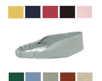 Flat headband, women&#39;s hair band, linen fabric, women girl, color orange blue red yellow black navy off-white sand