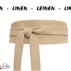 Sand beige Linen Obi Belt, Ecru waist belt, fabric Wide wrap belt, tan beige sash, japanese kimono cincher corset asian