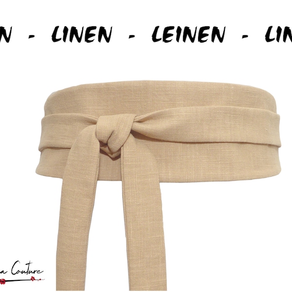 Sand beige Linen Obi Belt, Ecru waist belt, fabric Wide wrap belt, tan beige sash, japanese kimono cincher corset asian