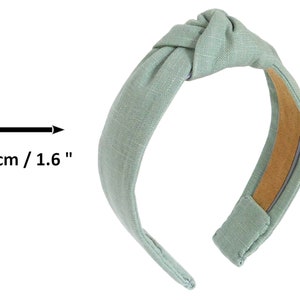 WIDE or NARROW knotted headband, linen fabric, pastel light celadon green opal laurel, girl's women's hair band, Adulte Modèle A