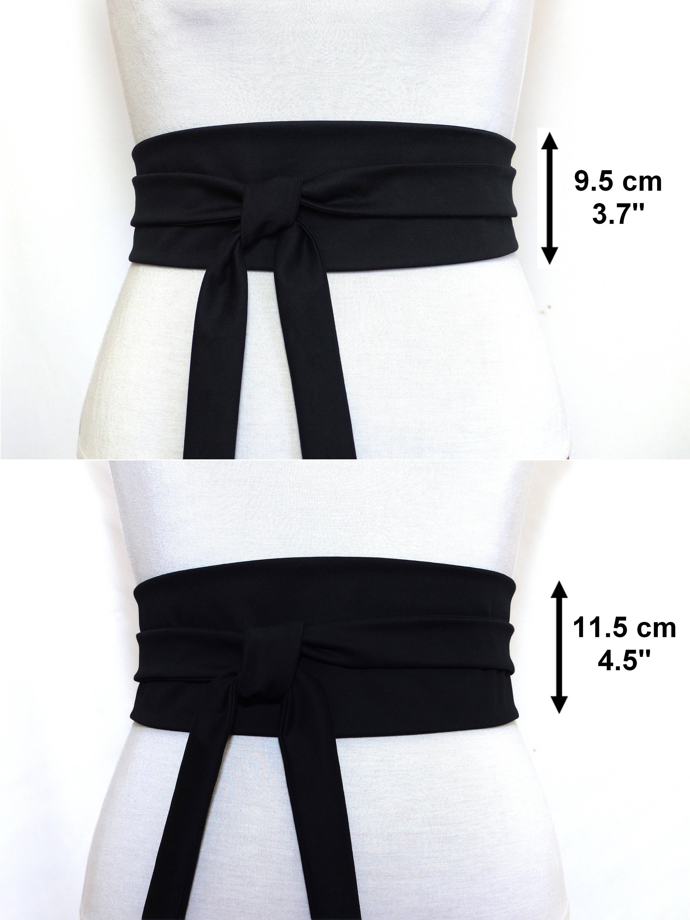 Black Obi Waist Belt With Floral Japanese Frieze of  display picture 1