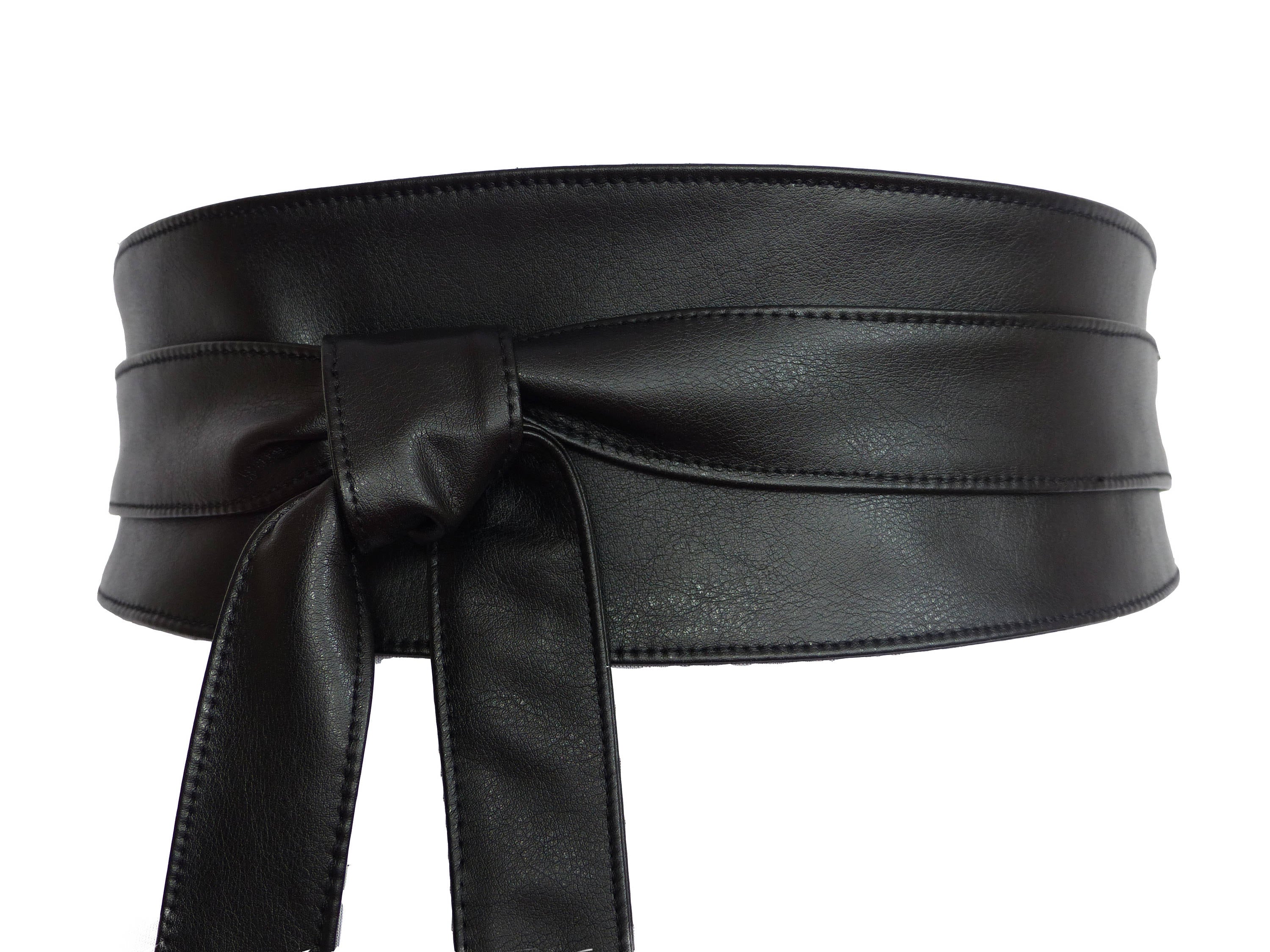 Black Obi Waist Belt, Faux Leather Wide Wrap Belt, High Black Obi Waist Belt, Faux Leather Wide Wrap Belt, High