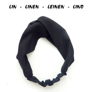 3 WIDTHS LINEN Soft Black, Twist headband, stretch elastic back band,  for Women / Girls, wide / narrow