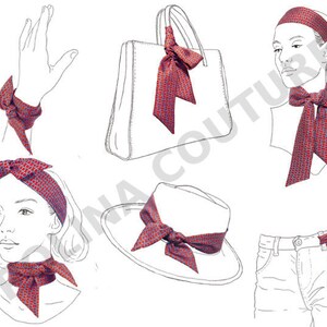 Liberty of London Betsy Porcelain, Skinny scarf, wired Headband, wrap wrist bracelet, neck bow, hair tie bag, girls women mustard red gray image 2