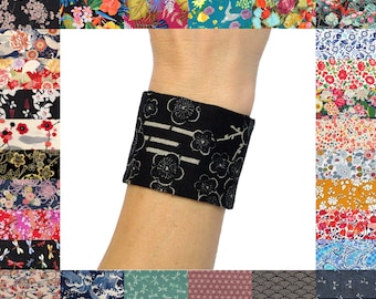 150+ FABRIC OPTIONS, Wide Bracelet, Tailor-made, flexible light soft cuff bangle, floral graphic geometric japanese