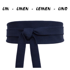 Navy Obi Belt Top Quality Linen, fabric waist belt, Wide wrap belt, marine blue sash, japanese kimono cincher corset asian