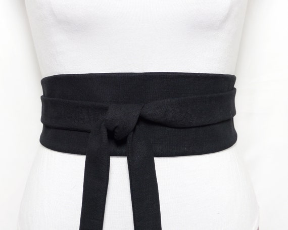 Top Quality LINEN Black Obi Belt Fabric Waist Belt Wide Wrap Belt Black Sash Japanese Kimono Cincher Corset Asian Etsy UK