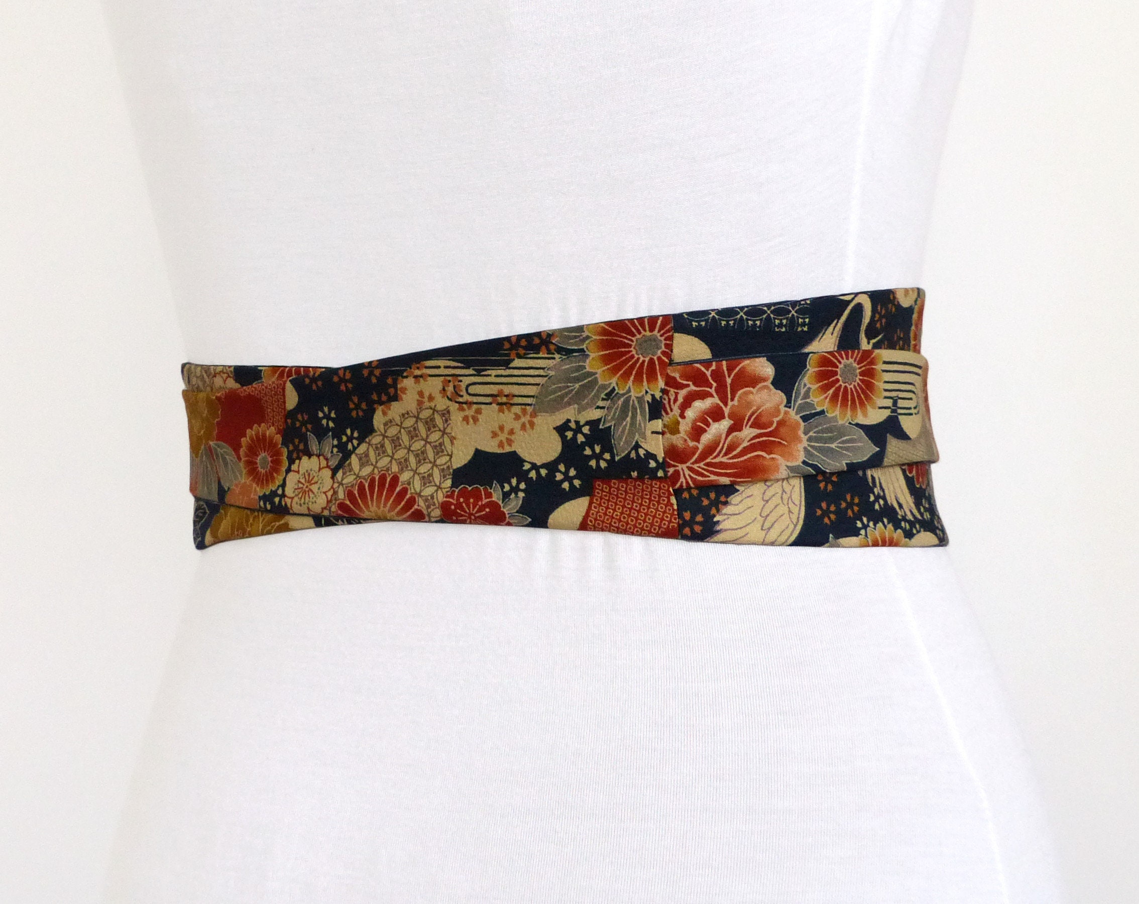 Floral Obi Waist Belt Sash Wide Wrap Reversible Belt Corset - Etsy
